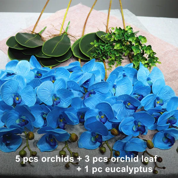 Mordern Blue Индиго-(9 шт./лот) фиолетовый цветок аранжирование орхидеи Настоящее прикосновение события центральный цветок - Цвет: Mordern Blue