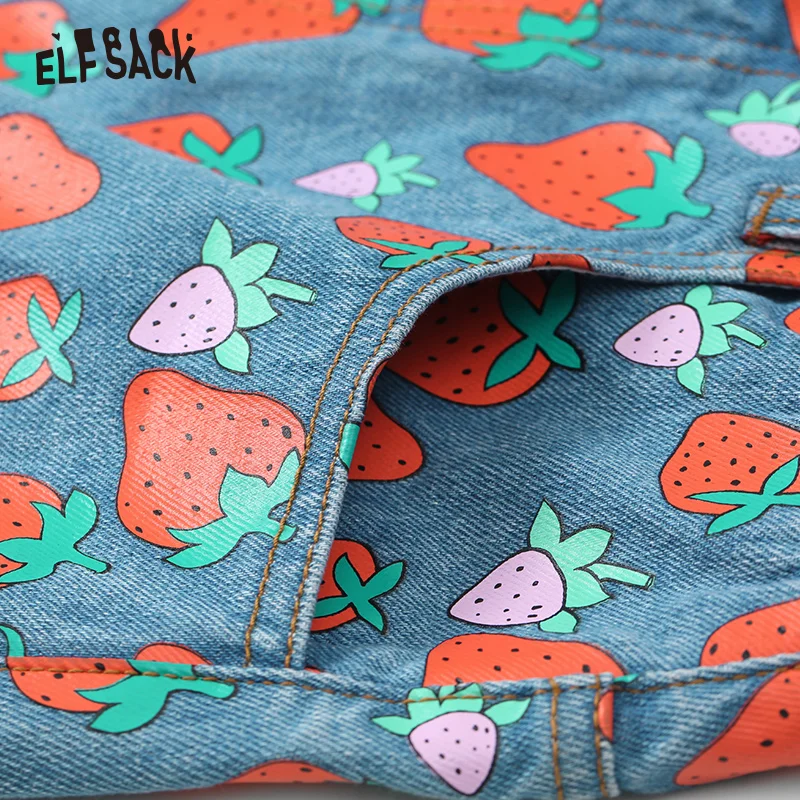 Женская уличная мини юбка ELFSACK с принтом фруктов со средней талией лето