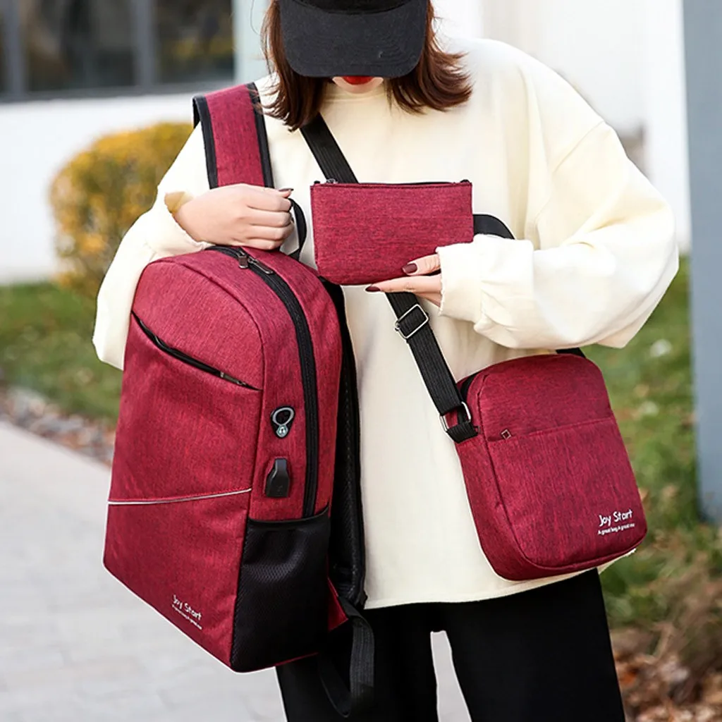 Backpack Shoulder Bag Canvas Large Capacity Backpacks for Girls Teenagers Solid PU leather Bags | Багаж и сумки