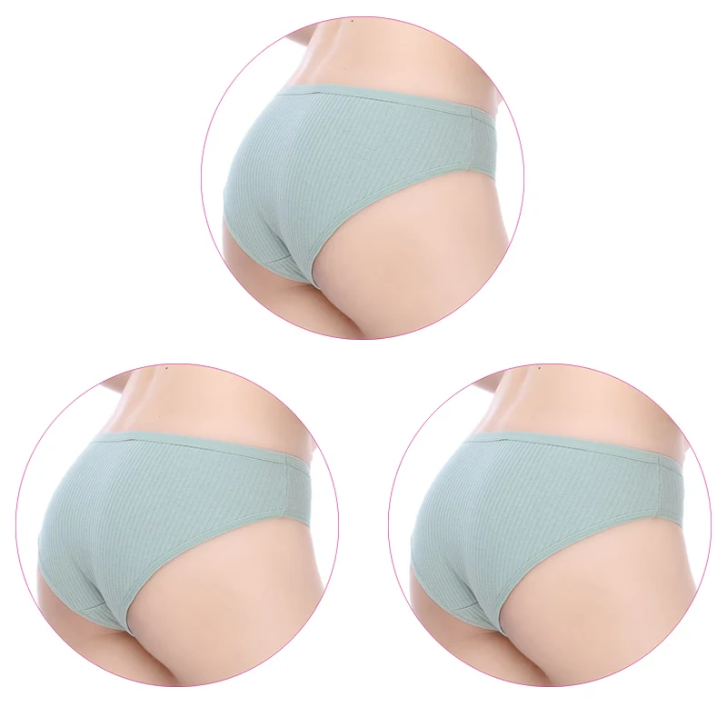3Pcs-Green 3 шт./компл. нижнее белье Для женщин хлопковые трусы женские сексуальные трусики в полоску дышащий леди белье доступным несколько штук - Цвет: 3Pcs-Green