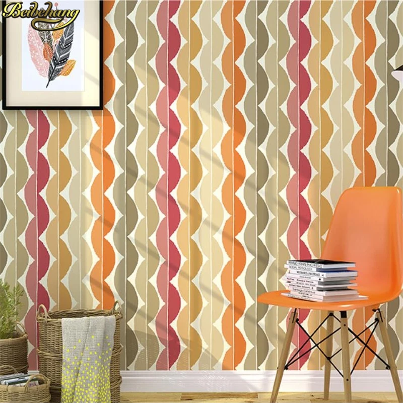 Обои в цветную розовую полоску современные Северная Европа настенная бумага для