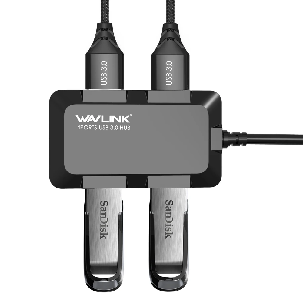 Wavlink высокоскоростной usb-хаб 3,0, 4 порта, портативный usb-хаб, док-кард-ридер, 5 Гбит/с, USB 3,0, разветвитель для компьютера, аксессуары для ноутбука