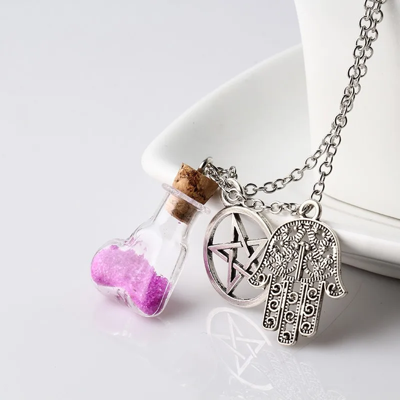 8 цветов Мода Желая Стеклянная бутылка мечты кулон звезда и флакон с пробкой