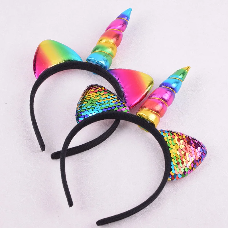 Детский Радужный бант с пайетками Русалочка для девочек повязка на голову