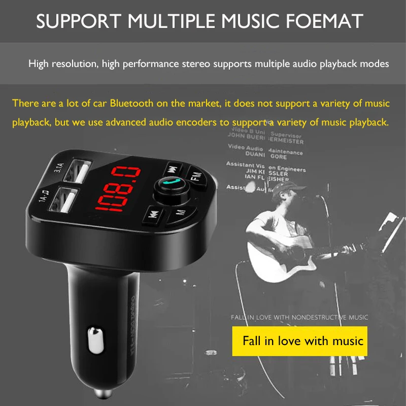 Bluetooth 5,0 ресивер FM-передатчик двойной зарядное устройство USB U диск/TF карта lossless музыкальный плеер автомобильное зарядное устройство аксессуары