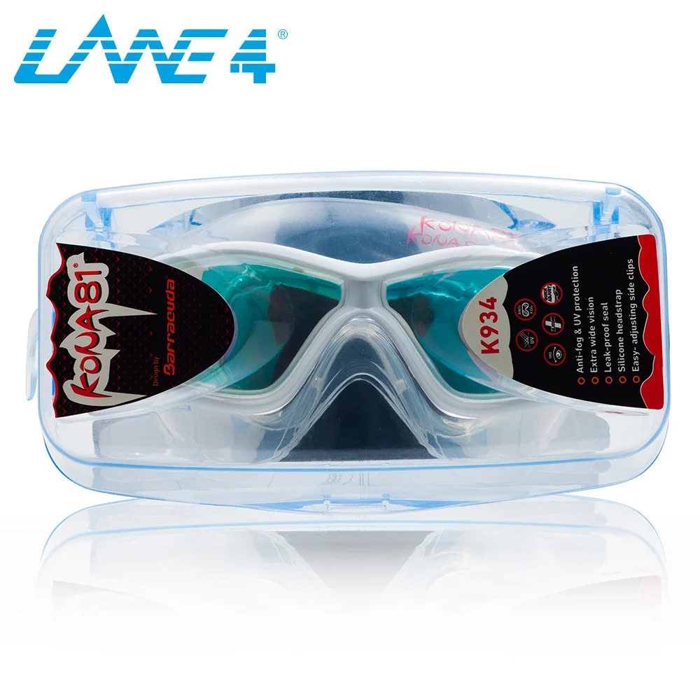 

LANE4 Swimming Goggles Mirror Curved Lenses Mask Silicone Gaskets Triathlon women water sports for Adults #93410