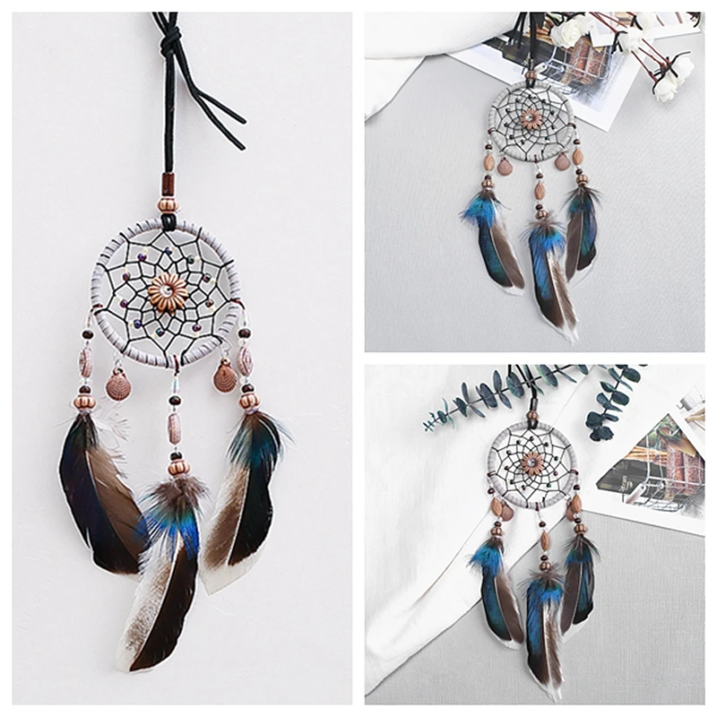 

Colorful Dreamcatcher Room Decor Wall Hanging Ornaments Car Decoration Hanging Small Dream Catcher Net with Feathers 7*30CM