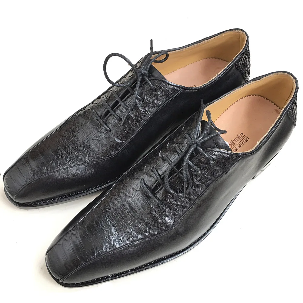 Роскошная обувь для мужчин Sipriks черный питон Для в итальянском стиле Одежда