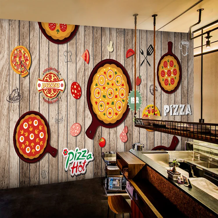 

Custom Size Photo 3D retro wood graffiti wallpaper restaurant lounge Cafe steak BBQ pizza Hot Pot wallpaper mural