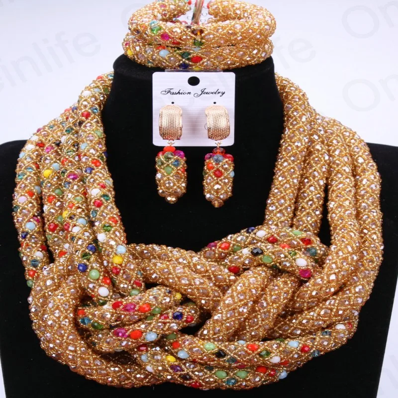 Великолепное Золотое колье в африканском стиле комплект с ожерельем для