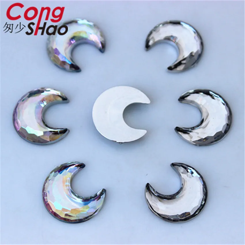 Cong Shao 200pcs 15mm AB Color flat back stones and crystals Acrylic Moon Rhinestone trim DIY Wedding Dress Decoration YB230 | Дом и сад