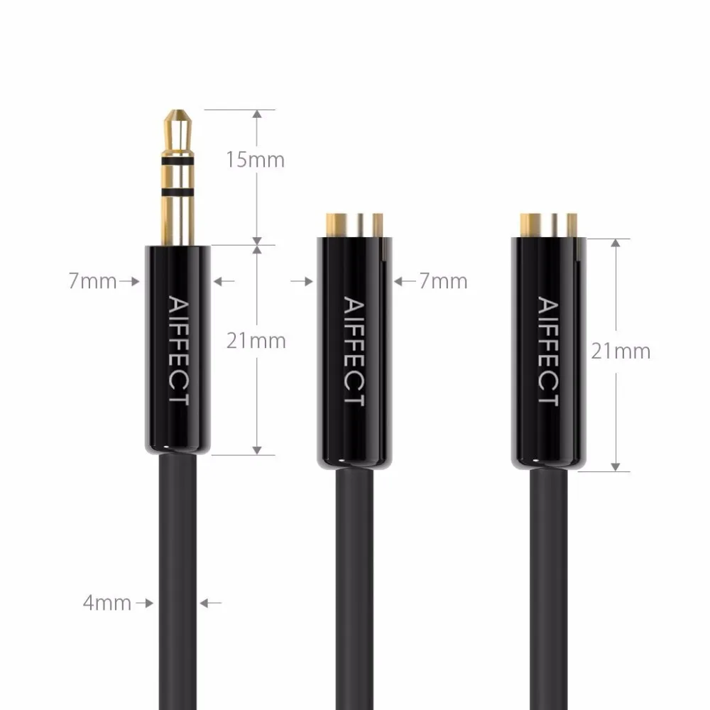 Aiffect Jack 3.5 мм для наушников Splitter Аудио кабель позолоченный Aux компьютера микрофон
