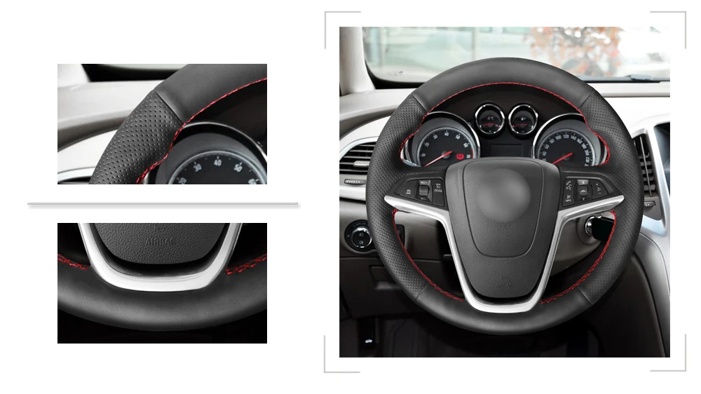 Черный чехол рулевого колеса автомобиля из искусственной кожи для Opel Mokka Cascada 2012- Insignia 2008-2013 Astra(J) Meriva(B) 2010