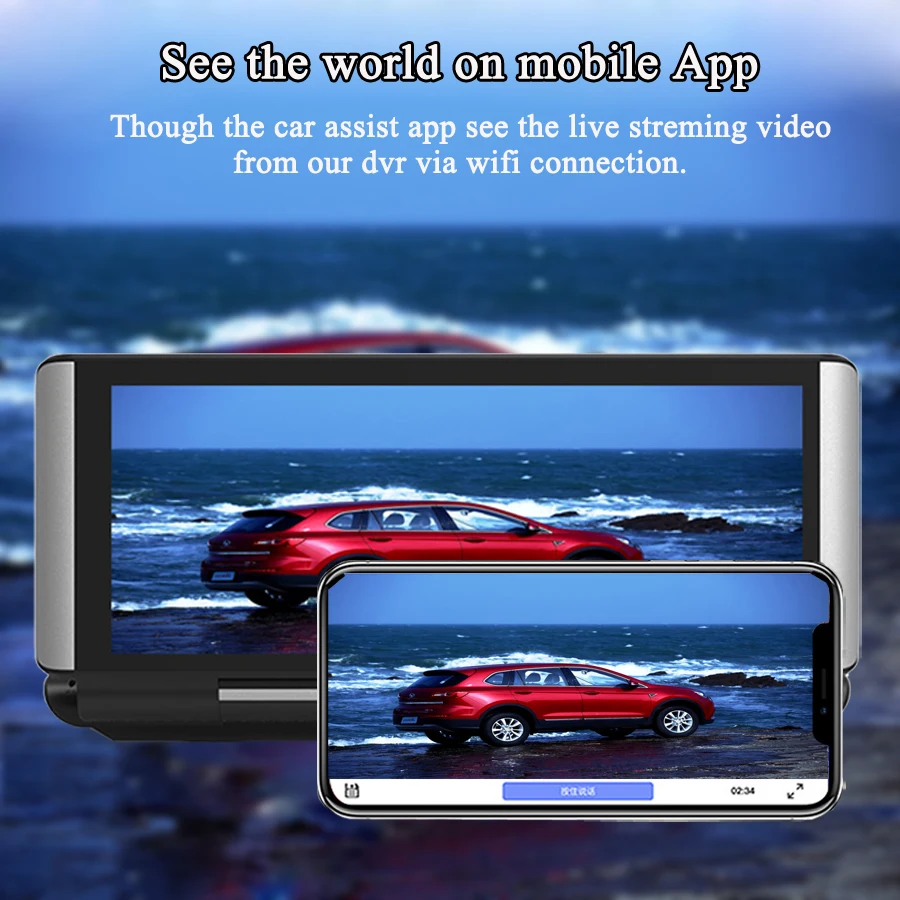 QUIDUX 7 дюймов 4G Видеорегистраторы для автомобилей Камера GPS FHD 1080P Android 5 1 Dash Cam