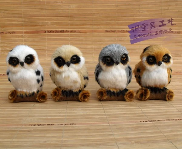 4 pieces a set new simulation cute owl toys polyethylene&ampfur small model gift about 7x7x10.5cm 0825 | Игрушки и хобби