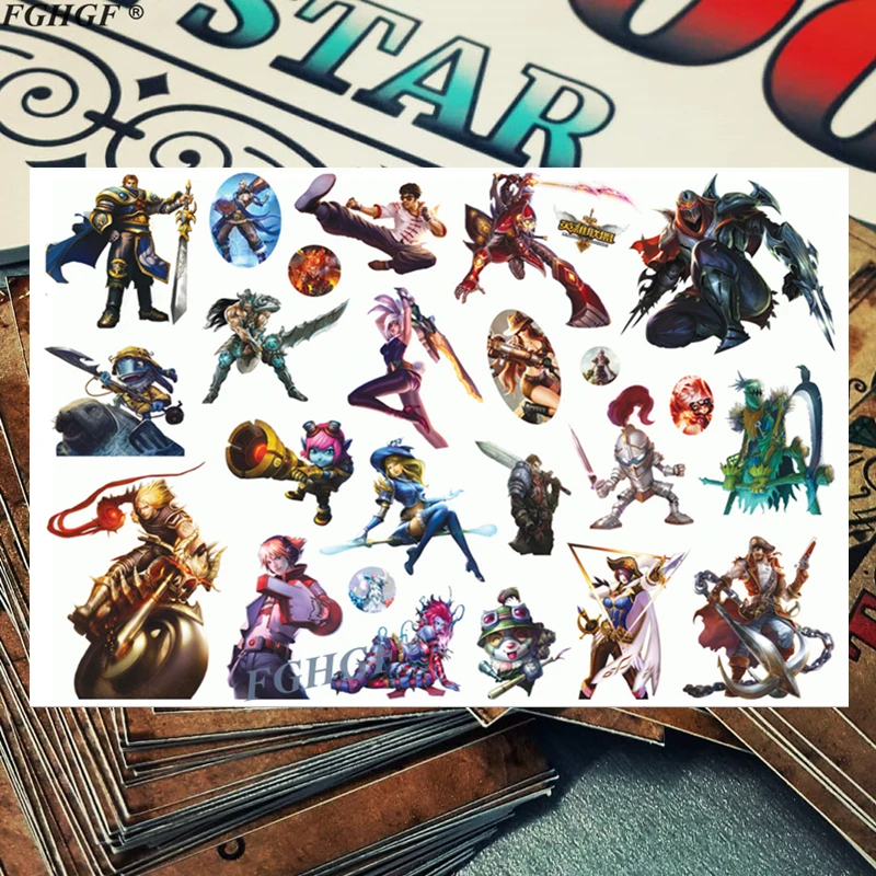 Мультяшная детская Временная тату наклейка League of legends 17*10 см водонепроницаемая