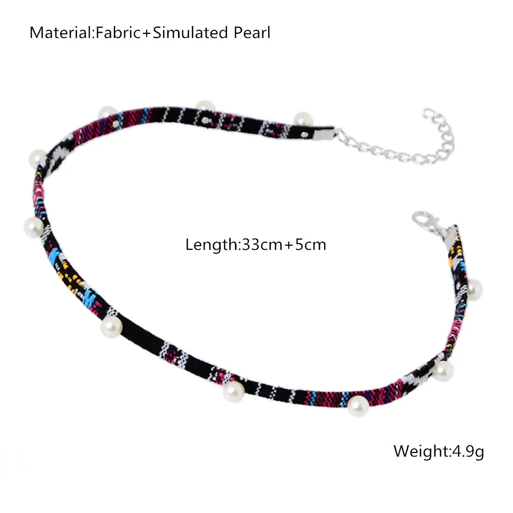 Модные Разноцветные богемные короткие чокеры ожерелье тканевая веревка цепочка