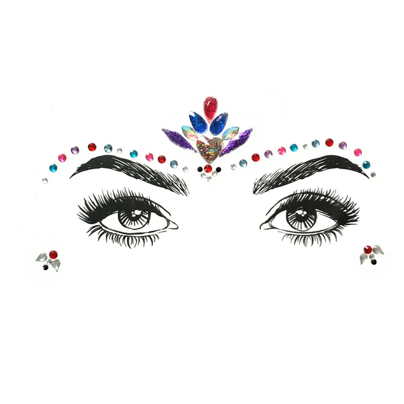 FestivalQueen DIY брови лицо тела стикер для женщин Клей Кристалл Блеск Драгоценности фестиваль вечерние глаза кристалл наклейки с блестками - Окраска металла: 20