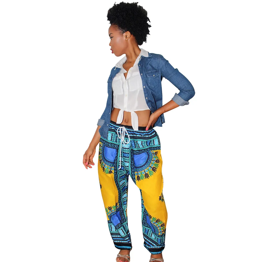 2016 г. Новый стиль Дашики шнурок талии Java печати свободные брюки | Женская одежда