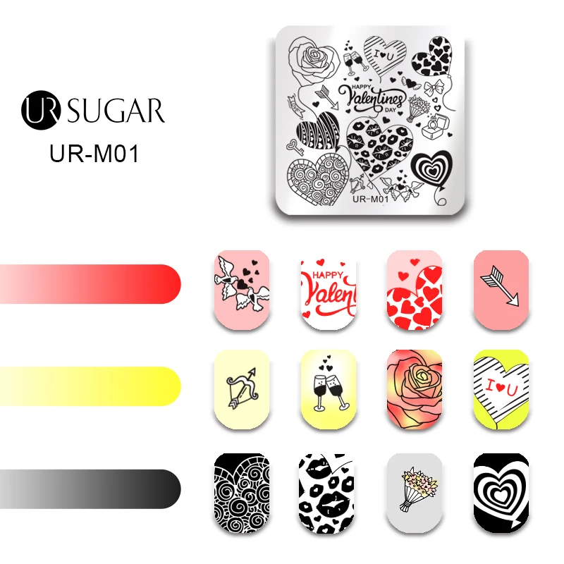 Ur Sugar шаблон для штамповки ногтей элегантный цветочный ромашка венок Цветы Серия