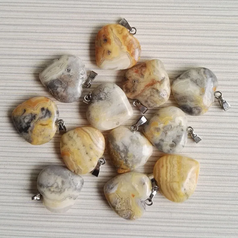 

Wholesale 20mm natural crazy onyx stone charms love heart pendants beads for jewelry making 50pcs/lot Free shipping