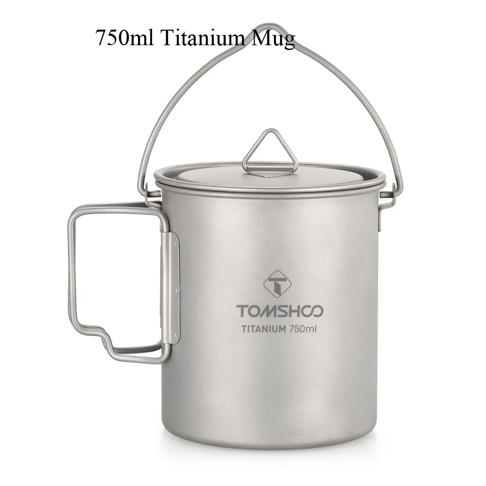 with lid TOMSHOO Сверхлегкая титановая кружка, титановая чашка, для улицы, портативная, для кемпинга, пикника, чашка для воды, кружка для кемпинга, посуда, чашка для воды - Цвет: with lid