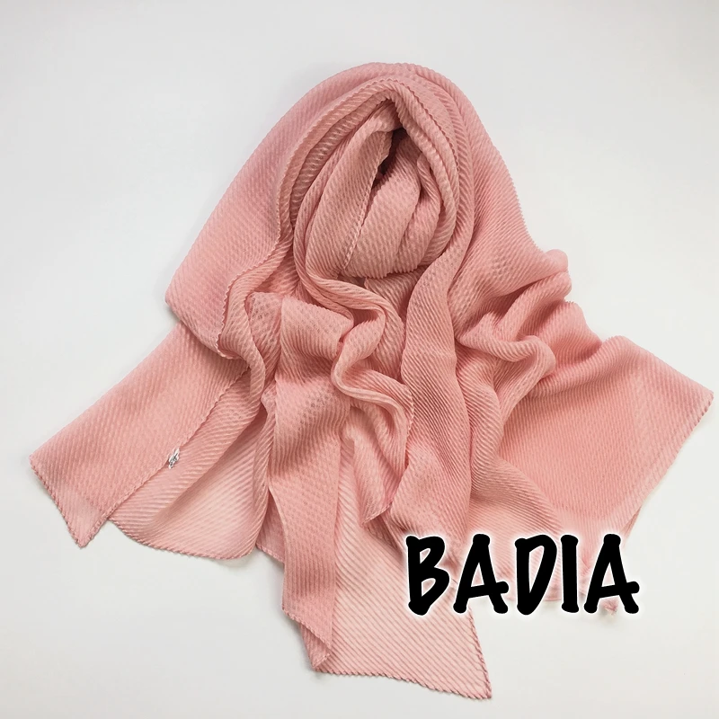 Женский модный однотонный хиджаб плиссированный длинный шарф из вискозы в