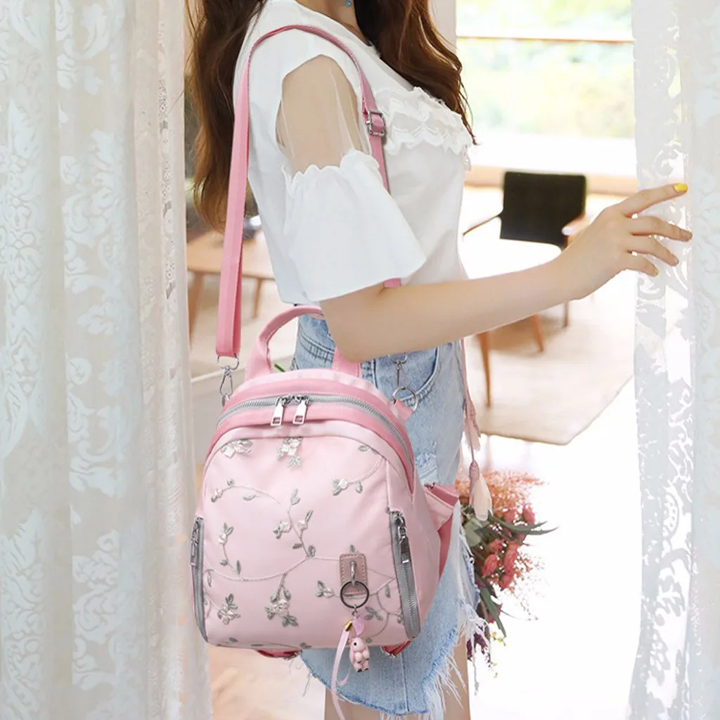 Fashion Women’s Solid Color Fringed Printed Zipper Backpack Fringed printed zipper solid backpack bag June17