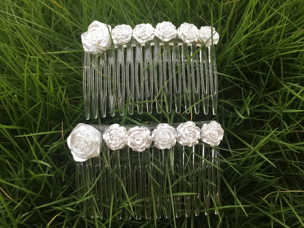 Модный белый цветок Свадебная Невеста боковая расческа заколки для волос чистый