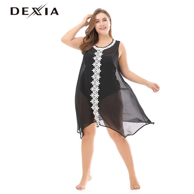 DEXIA Лето Макси женское платье пикантные сетчатые черный o-образным вырезом без