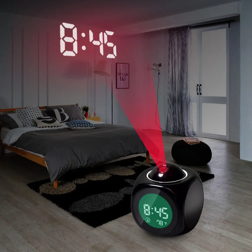 

New Fashion Attention Projection Digital Weather LCD Snooze Alarm Clock Projector Color Display LED Backlight Bell Timer