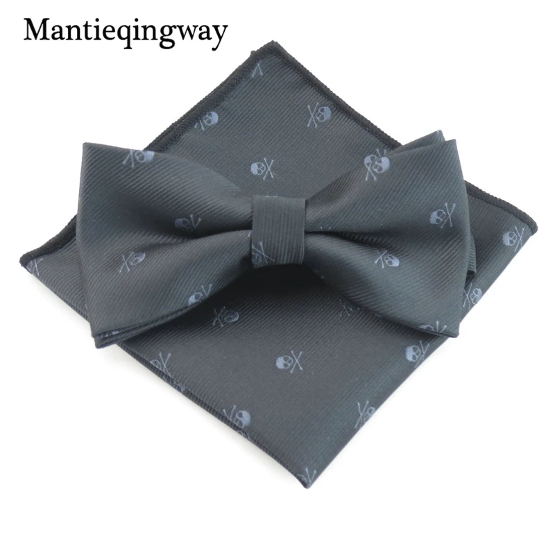 Mantieqingway деловой 23*23 см мужской платок полиэстер галстук-бабочка набор Череп