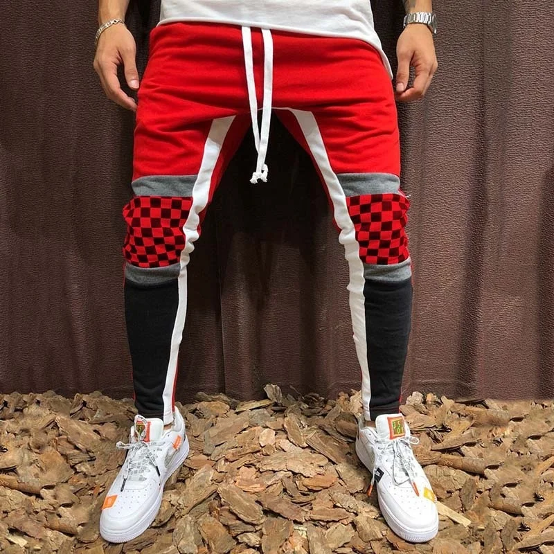 Беговые брюки в повседневном стиле однотонные мужские хлопковые эластичные