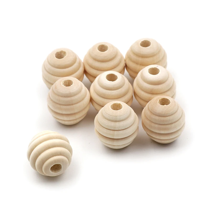 Baby Wooden Teether Food Grade Beehive Wood Beads Infant Kids Teething beads 50 piece | Мать и ребенок