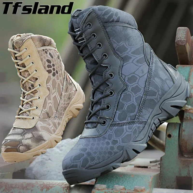 Мужские дышащие камуфляжные ботинки из питона спецназ тактические военные