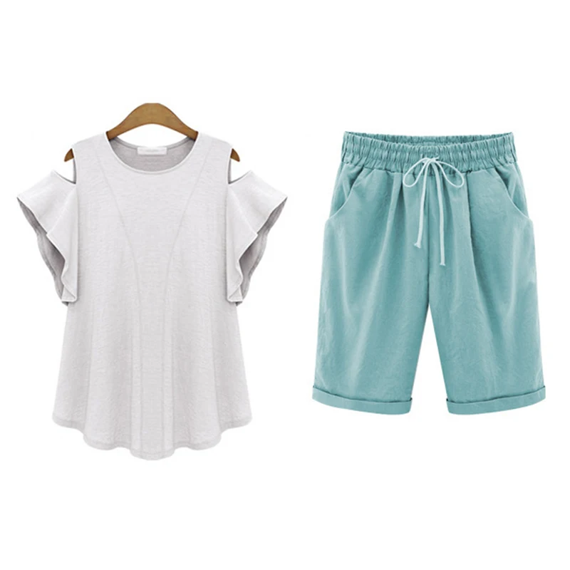 Женские размера плюс шорты с эластичным поясом 3/4 длина галстук передние карманы