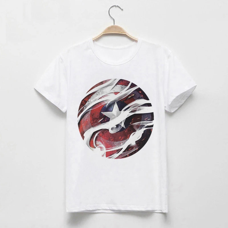 Showtly Marvel Мужская футболка со щитом в стиле Капитан Америка Civil War белая женская