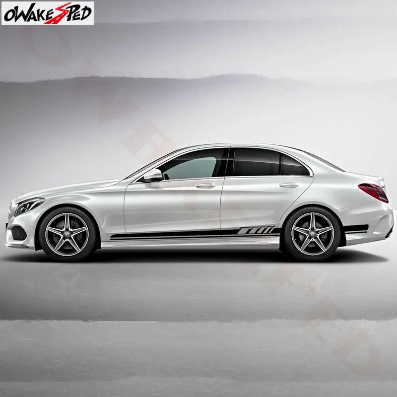 Наклейка на юбку с боковой полосой для стайлинга автомобиля Mercedes Benz C Class W205 C63 C180