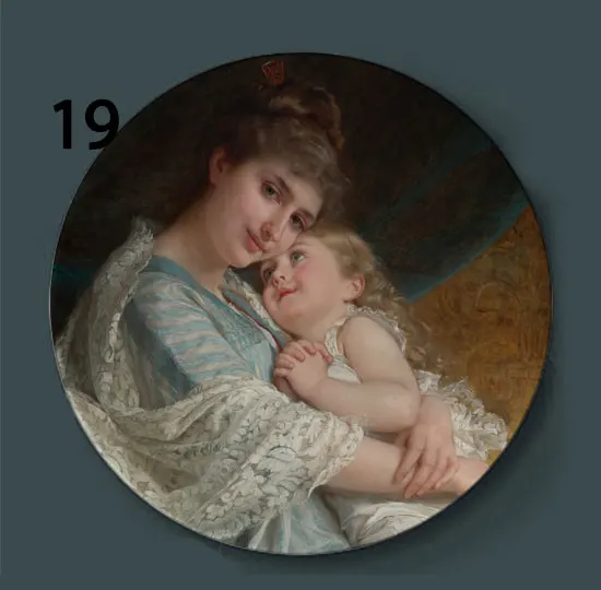 Bouguereau живопись декоративные тарелки керамическое домашнее художественное блюдо отель фон дисплей мать и ребенок картина маслом тарелка - Цвет: 19