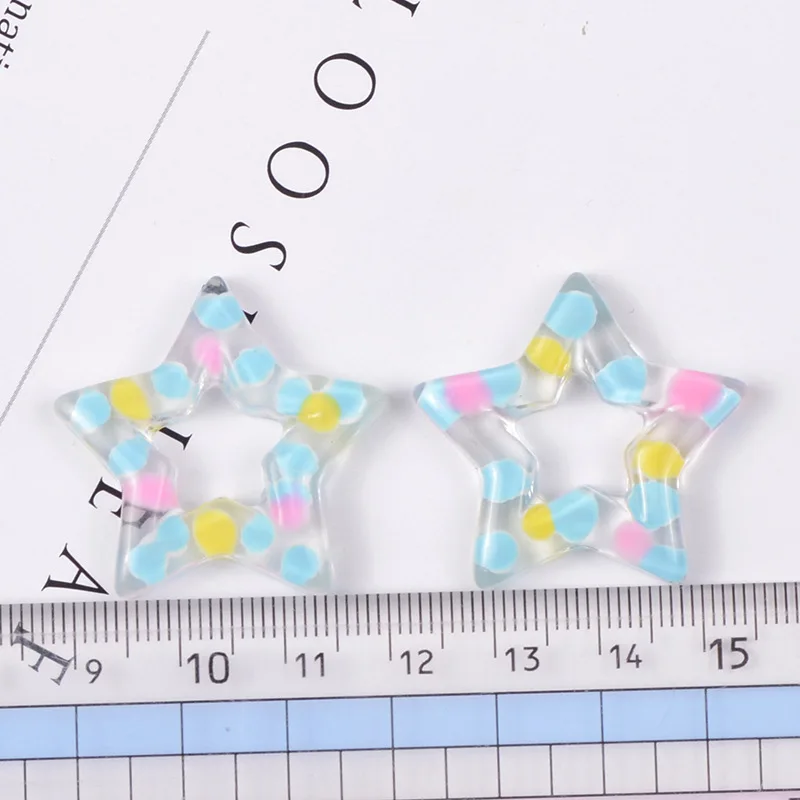 10 шт. перфорацией в виде звезд с плоской задней частью смолы Kawaii полимерные