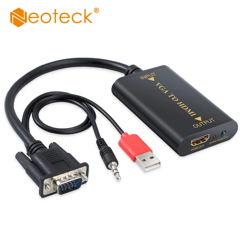 

Neoteck 1080P VGA to HDMI-Compatible Adapter Converter with 3.5mm Audio AV Converter HDTV Video Cable VGA2HDMI-Compatible For TV