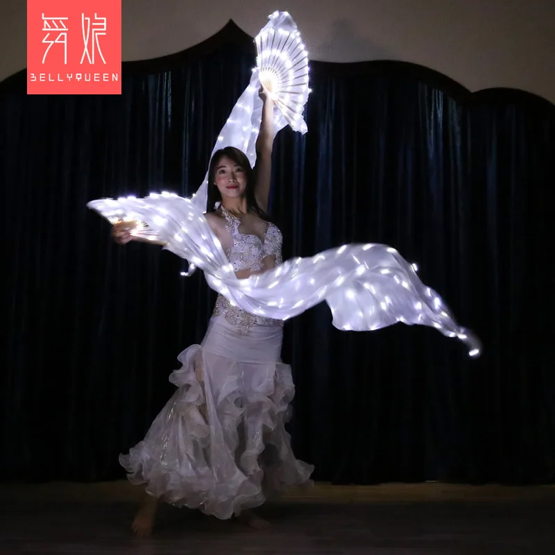Women 1 Pair Led Belly Dance Fan Veil Dancing Hand Costume Accessories | Тематическая одежда и униформа