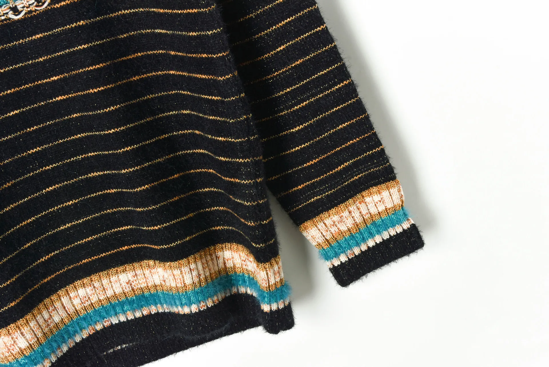 Runway Women's sweater sets Autumn Lurex Striped Loose Pullver Sweater+ High Waist Mini Knitted skirt Women 2 piece Set