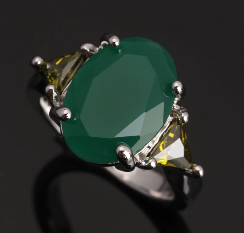 Кольцо с зеленым оливковым Перидотом посеребренное ювелирное изделие Размер