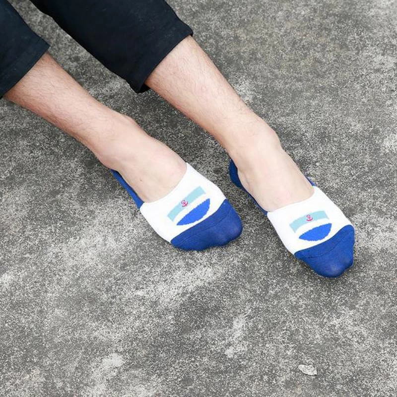 5 пар модные мужские носки Противоскользящие невидимые темно-синие