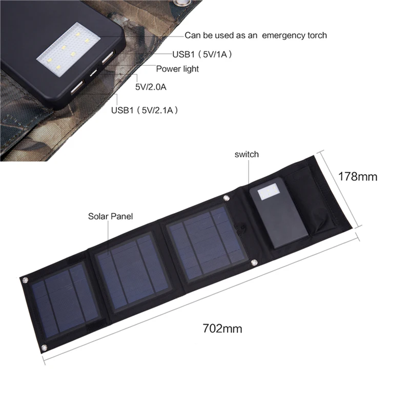 Солнечное зарядное устройство Xionel 8 W 10000 mAh портативное солнечное с двойным USB