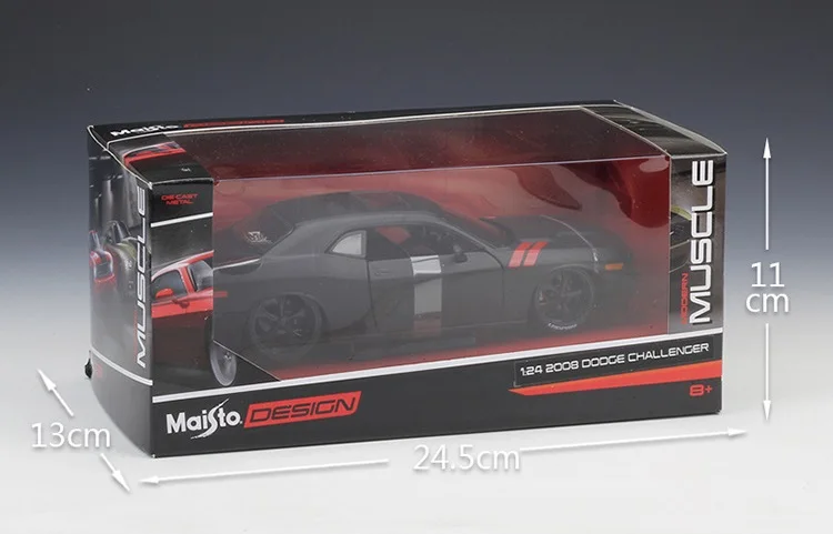 1:24 Maisto Dodge Challenger 2008 матовый черный литой модельный автомобиль