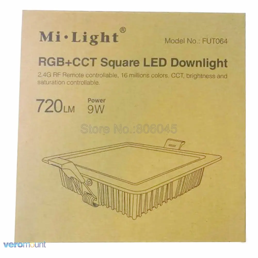 MiLight FUT064 9 Вт RGB + CCT квадратный светодиодный потолочный светильник AC85-265V WiFi