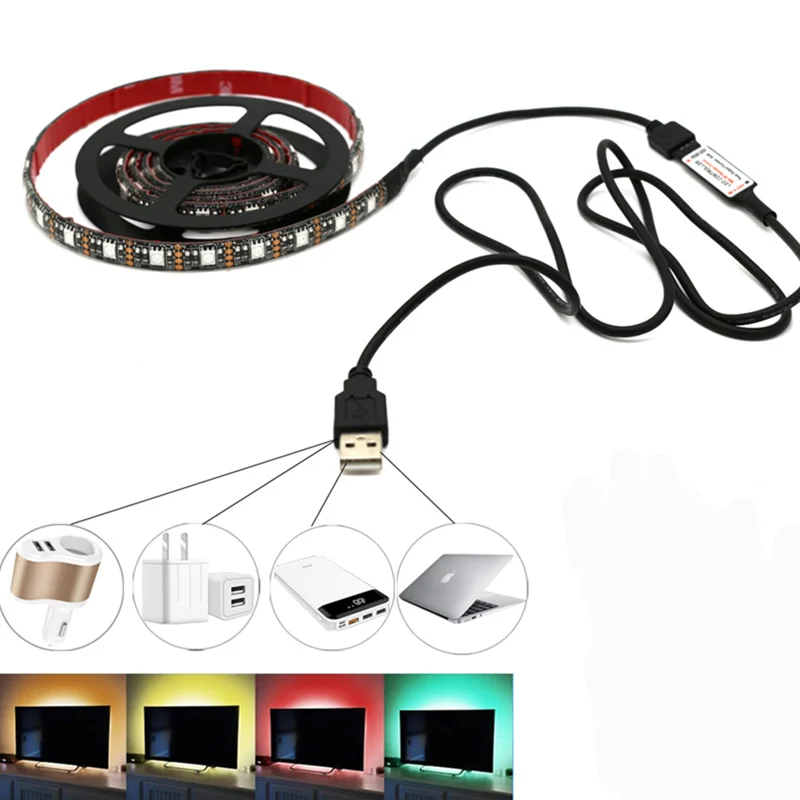 Гибкая светодиодная лента SMD5050 с питанием от USB 5 в постоянного тока 50 см 1 м 2