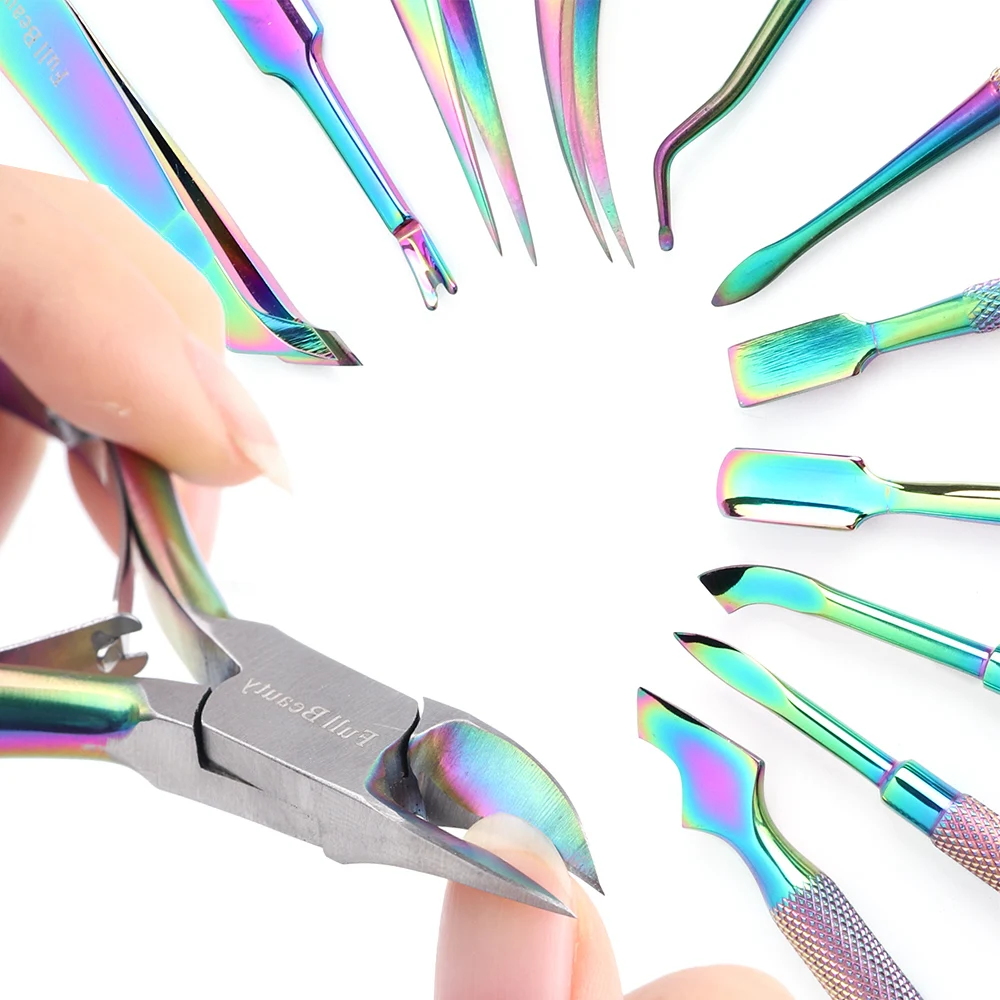 1 шт. кусачки для ногтей ножницы кутикулы радужные двухконцевые пинцеты